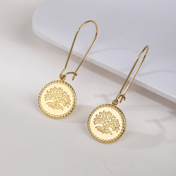 Sphere&Style Engraved Tree Of life Drop Earrings