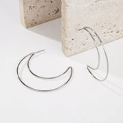 Sphere&Style Silver Open Moon Hoops Earrings