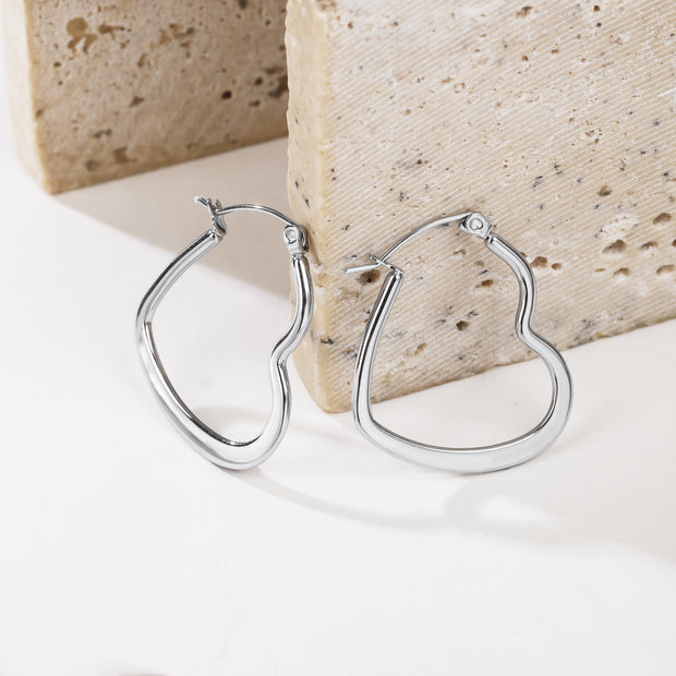 Sphere&Style Golden and Silver Flat Heart Hoops Earrings