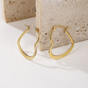 Sphere&Style Golden and Silver Flat Heart Hoops Earrings