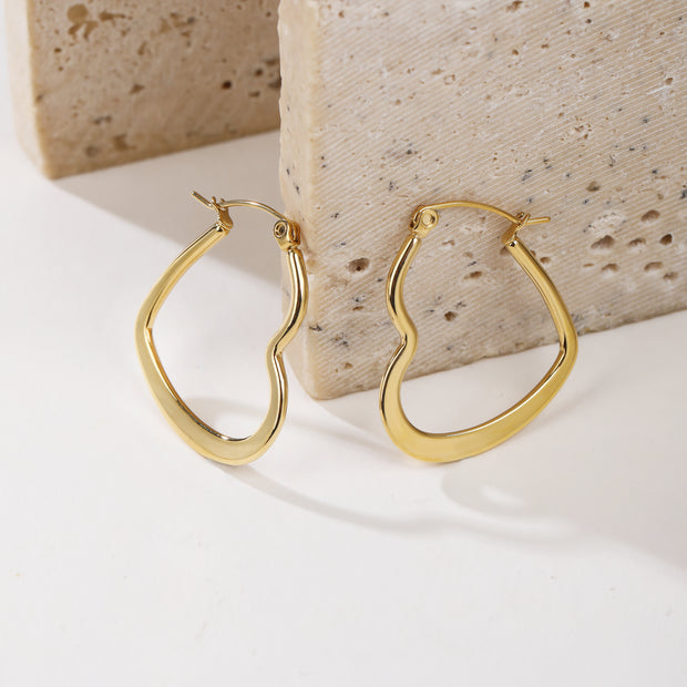 Sphere&Style Golden and Silver Flat Heart Hoops Earrings