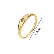 Stainless Steel Leaf Flower Signet Style Wedding Statement Promise Anniversary Engagement Ring