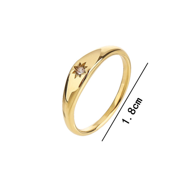 Stainless Steel Leaf Flower Signet Style Wedding Statement Promise Anniversary Engagement Ring