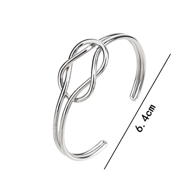 silver Plated Forever Love Knot Infinity Bangle Bracelets for Women