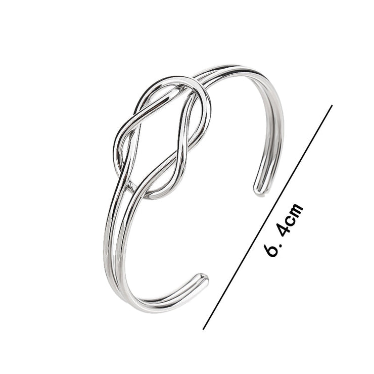 silver Plated Forever Love Knot Infinity Bangle Bracelets for Women