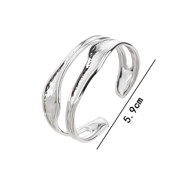 silver Cuff Bracelet for Women   Adjustable Silver Open Cuff Bangle Bracelet