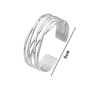 Multi-Layer Cuff Bracelet for Women Cross Wire Bracelets Open Wide Cuff Silver Bangle Bracelet