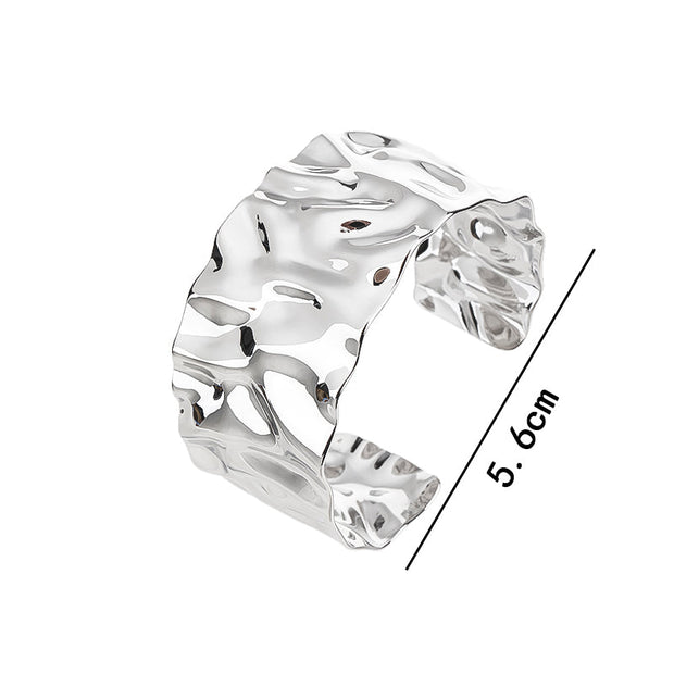 Silver Chunky Bangle Bracelets for Women Simple Twisted Textured Cuff Bangle Wide Square Bangle Bracelet Minimalist Bracelet