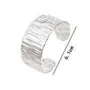 Silver Wide Grooved Cuff Bangle for Women Lady Stainless Steel Shiny Punk Bracelet