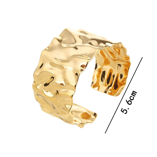 Gold Bangles Cuff Bracelets for Women Non Tarnish Chunky Gold Trendy Jewelry