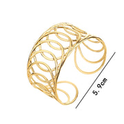 Open Cuff Bangle Bracelet 18K Gold Plated lotus bracelet Elegant Hollow Carved Adjustable Bracelet for Women Boho Floral Jewelry Gift