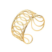 Open Cuff Bangle Bracelet 18K Gold Plated lotus bracelet Elegant Hollow Carved Adjustable Bracelet for Women Boho Floral Jewelry Gift