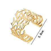 18k Gold Plated Adjustable Open Statement Wide Bangles Double-Layer Hollow Weave Hammered High Polished Irregular Thin Minimalist Trendy Jewelry Gift