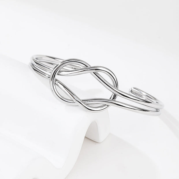 silver Plated Forever Love Knot Infinity Bangle Bracelets for Women
