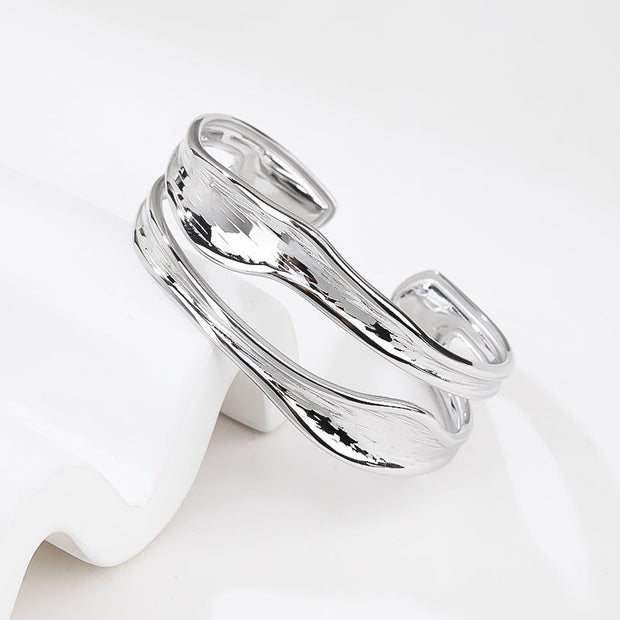 silver Cuff Bracelet for Women   Adjustable Silver Open Cuff Bangle Bracelet