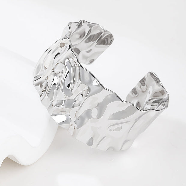 Silver Chunky Bangle Bracelets for Women Simple Twisted Textured Cuff Bangle Wide Square Bangle Bracelet Minimalist Bracelet