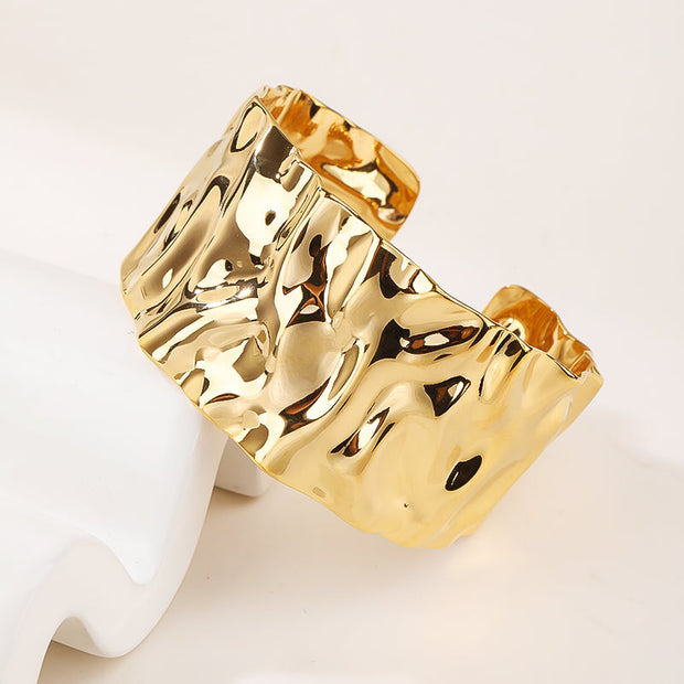 Gold Bangles Cuff Bracelets for Women Non Tarnish Chunky Gold Trendy Jewelry