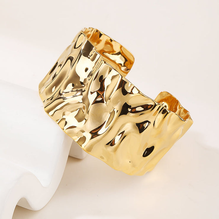 Gold Bangles Cuff Bracelets for Women Non Tarnish Chunky Gold Trendy Jewelry