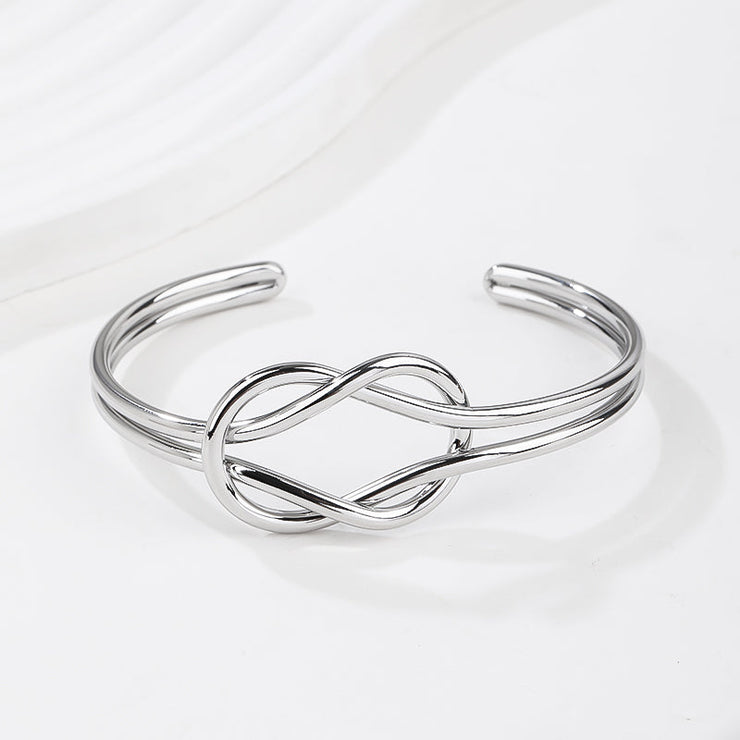 silver Plated Forever Love Knot Infinity Bangle Bracelets for Women