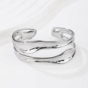 silver Cuff Bracelet for Women   Adjustable Silver Open Cuff Bangle Bracelet