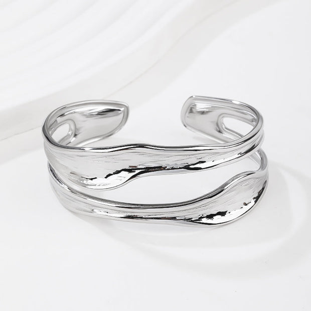 silver Cuff Bracelet for Women   Adjustable Silver Open Cuff Bangle Bracelet