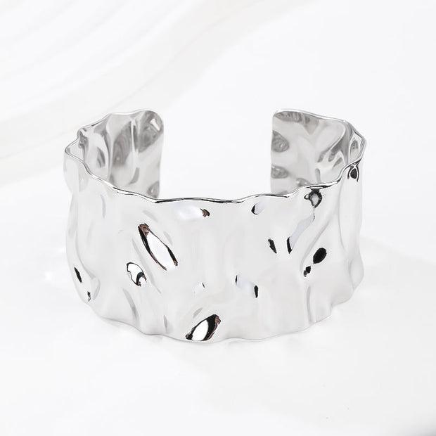Silver Chunky Bangle Bracelets for Women Simple Twisted Textured Cuff Bangle Wide Square Bangle Bracelet Minimalist Bracelet