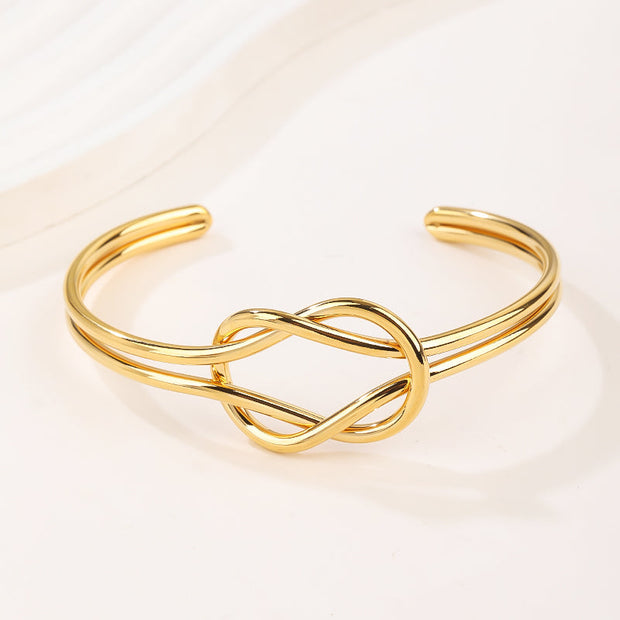 Cross Wire Bangle Bracelets Open Adjustable Wide 18K Gold Plated Cuff Bracelet Fashion Statement Jewelry