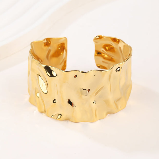 Gold Bangles Cuff Bracelets for Women Non Tarnish Chunky Gold Trendy Jewelry