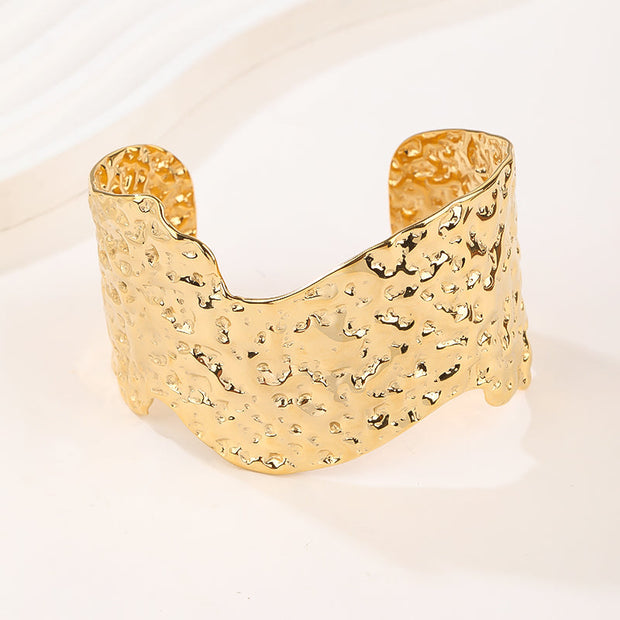 Stylish Hammered 18K Gold Plated Bangles