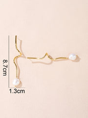 Sphere&Style Wavy Sticks With Dropped Pearl Earrings