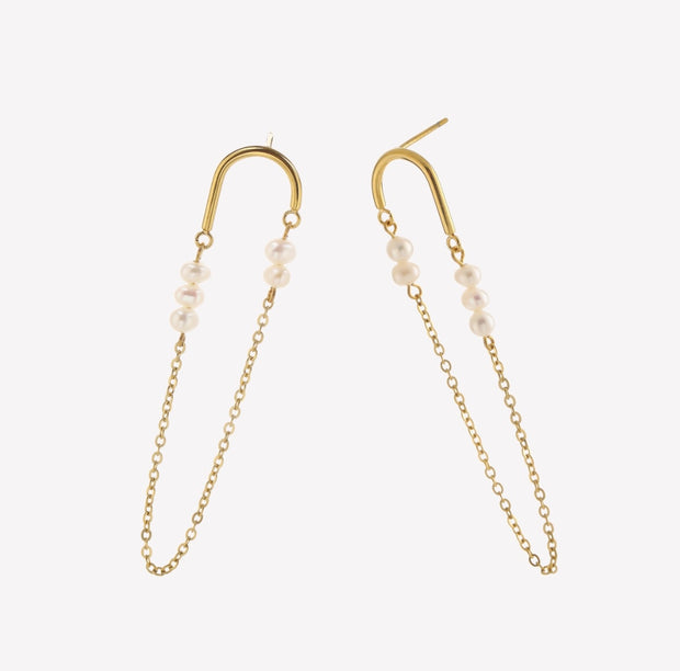 Sphere&Style Pearly Chain Hoops Earrings