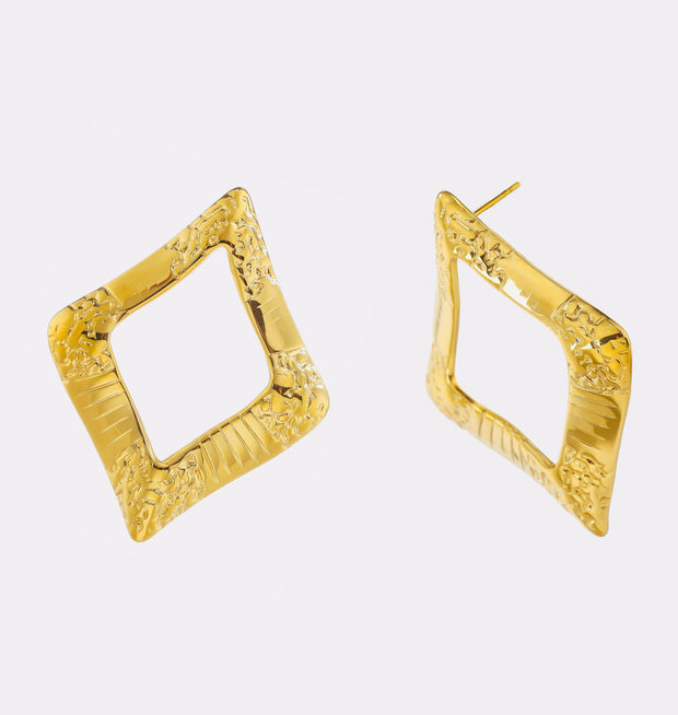 Sphere&Style Textured Open Square Hoops Earrings
