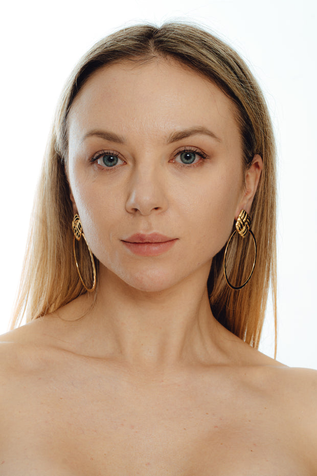 Textured Big Sized Golden Hoops Earrings with