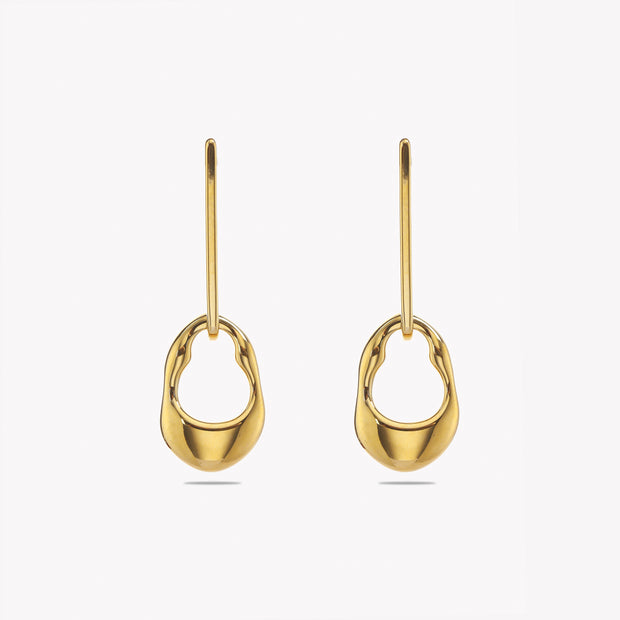 Linked Golden Curved Oval Hoops