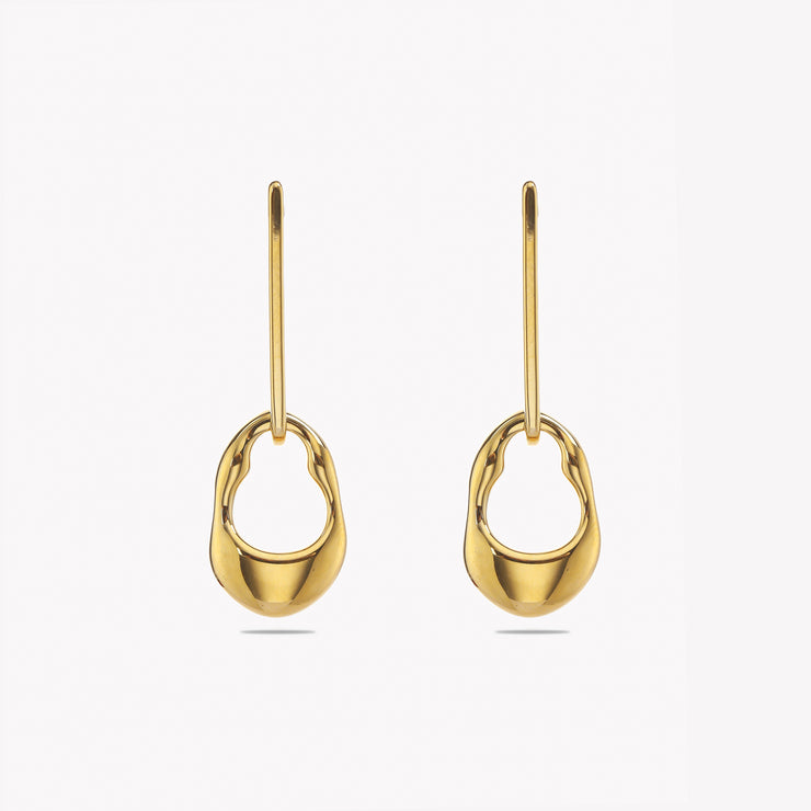 Linked Golden Curved Oval Hoops