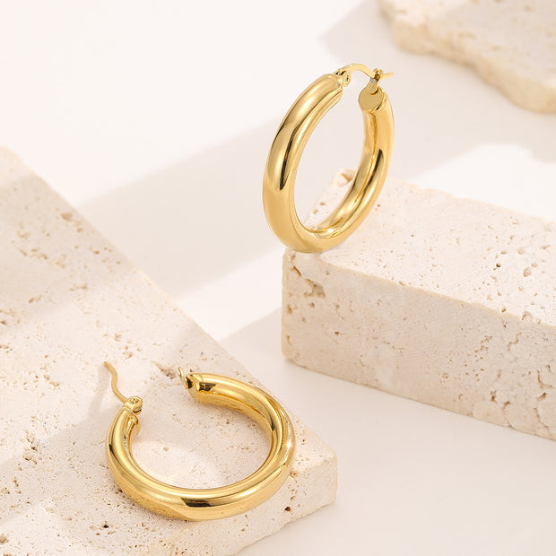 Sphere&Style 18K Gold Plated Golden & Silver Round Hoops