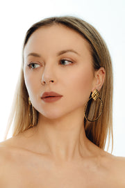 Textured Big Sized Golden Hoops Earrings with