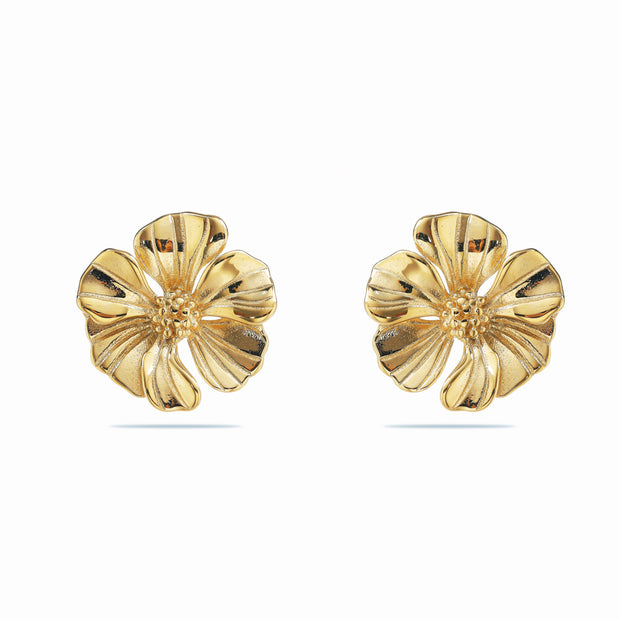 Sphere&Style Golden Textured Floral Studs Earrings