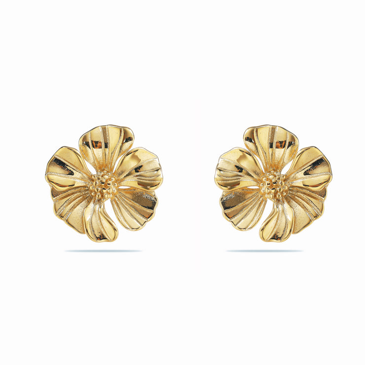 Sphere&Style Golden Textured Floral Studs Earrings