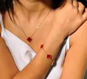 Stylish Clover Leaf Pendant Necklace Stainless Steel 18k Gold Plated