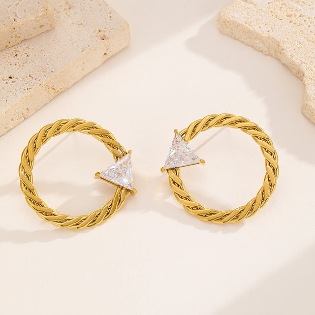 Sphere&Style Braided Hoops With Shiny Diamond Earrings