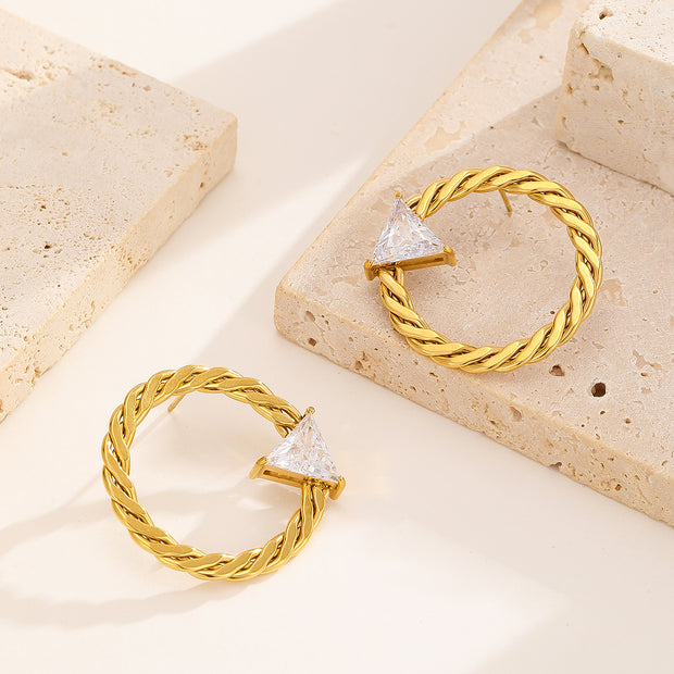 Sphere&Style Braided Hoops With Shiny Diamond Earrings