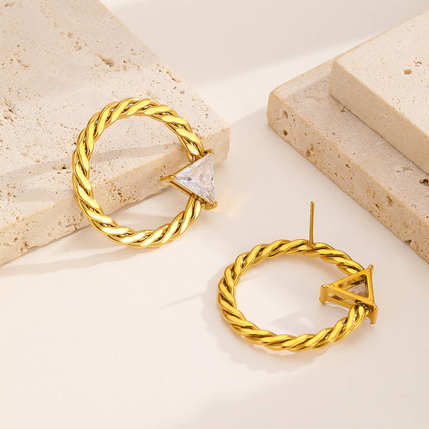 Sphere&Style Braided Hoops With Shiny Diamond Earrings