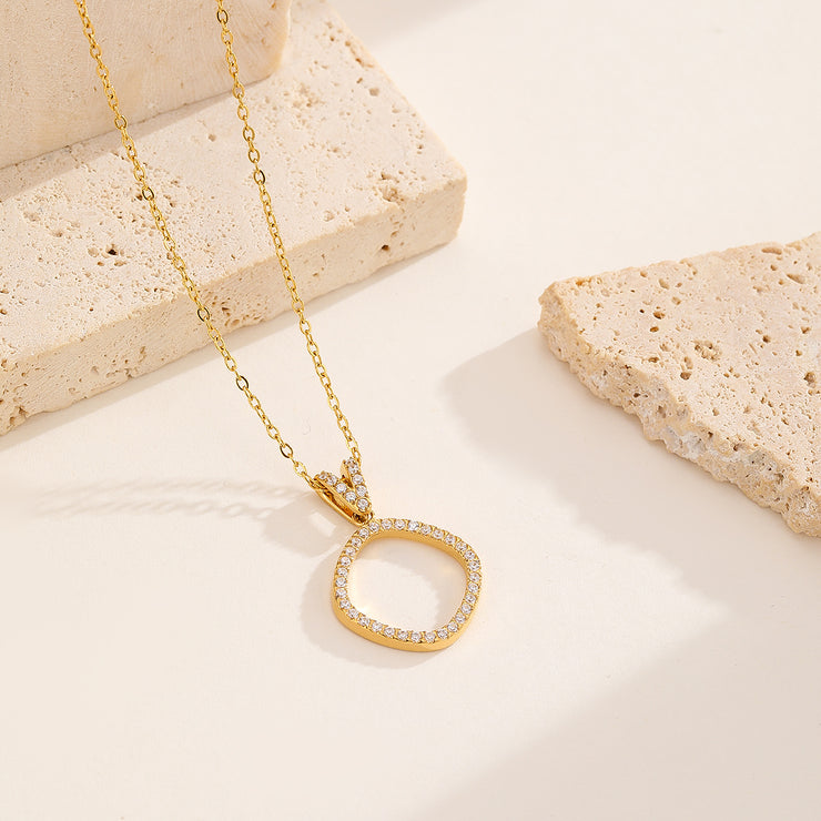 Sphere&Style Diamond-Frame Open Oval Pendant Necklace