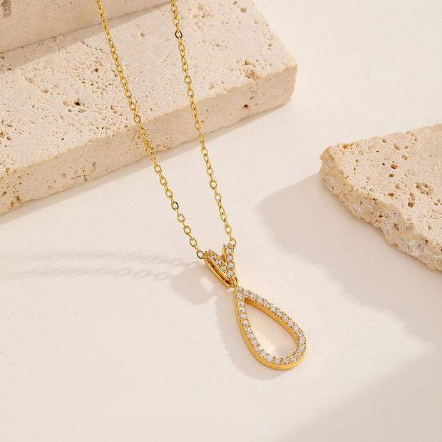 Sphere&Style Diamond-Frame Open Waterdrop Pendant Necklace