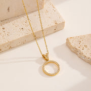 Sphere&Style Diamond-Frame Open Circle Pendant Necklace