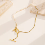 Sphere&Style Pearl Chain With Golden A Letter Pendant Necklace