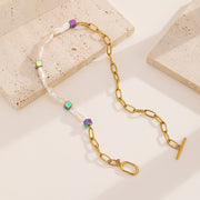 Sphere&Style Pearl Chain with Colorful Cubes Necklace
