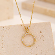 Sphere&Style Diamond-Frame Open Circle Pendant Necklace