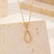 Sphere&Style Diamond-Frame Open Waterdrop Pendant Necklace